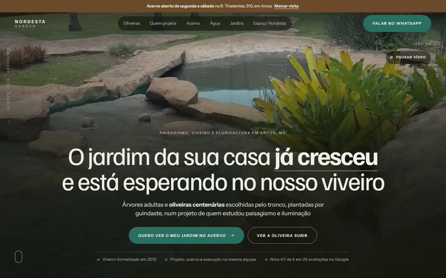 Site de negócio local de paisagismo